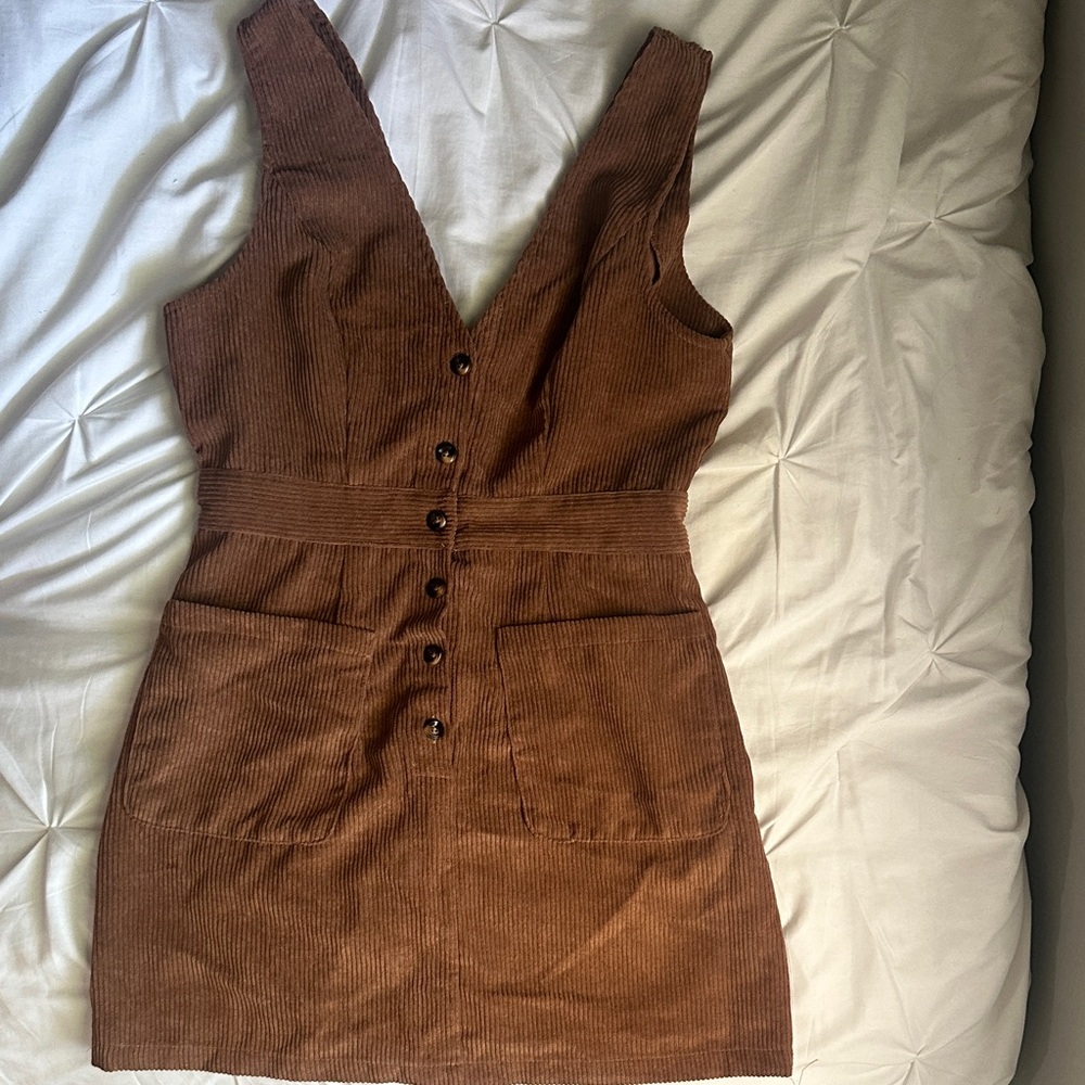 SHEIN Brown Ribbed Sleeveless Sheath Dress